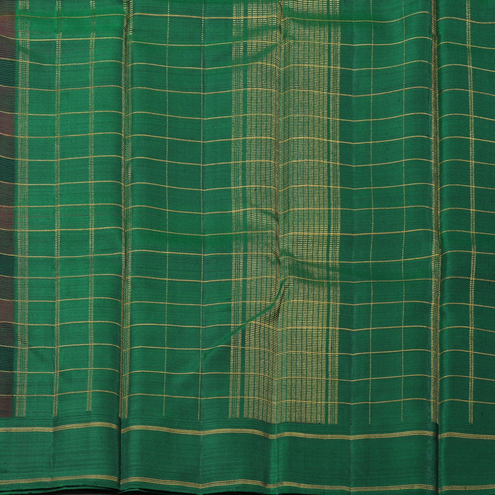 Hayagrivas Handloom Kanjivaram Silk Saree in Maroon with Black Checks KBD1668A7-1