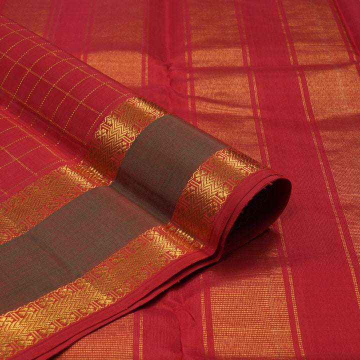 Hayagrivas Handloom Maroon Kanjivaram Silk Saree with Manthalir Border KBD1669A5-1