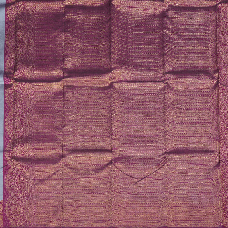 Hayagrivas Grey Handloom Kanjivaram Silk Saree with Purple Border KBD1670A2-1