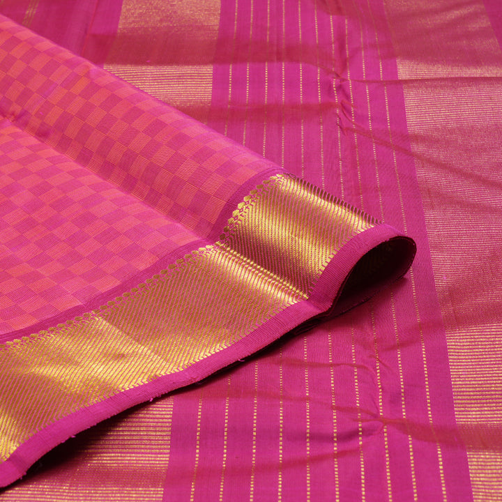 Hayagrivas Orangish Pink Handloom Kanjivaram Silk Saree with Pink Border KBD1674A2-1