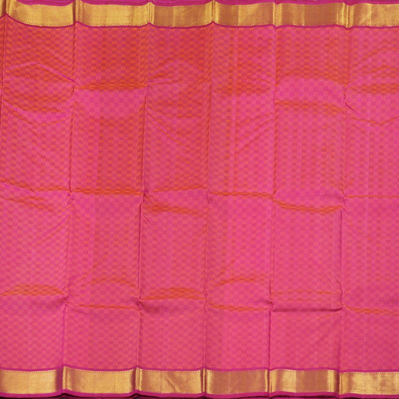 Hayagrivas Orangish Pink Handloom Kanjivaram Silk Saree with Pink Border KBD1674A2-1
