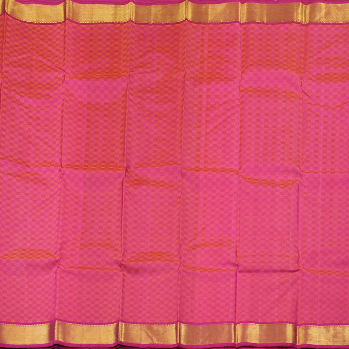 Hayagrivas Orangish Pink Handloom Kanjivaram Silk Saree with Pink Border KBD1674A2-1