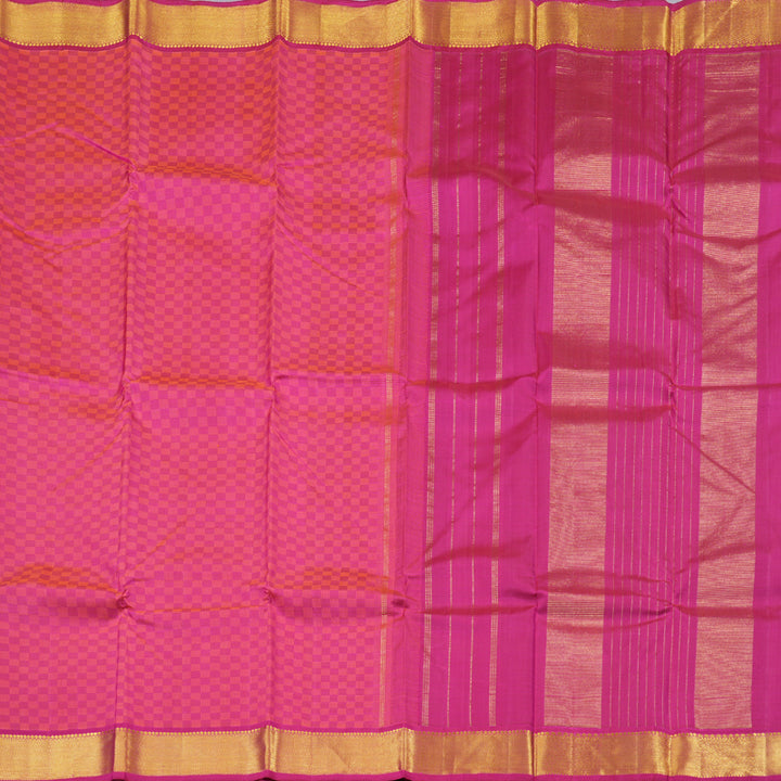 Hayagrivas Orangish Pink Handloom Kanjivaram Silk Saree with Pink Border KBD1674A2-1