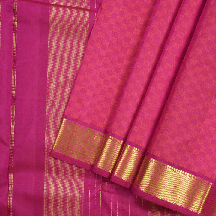 Hayagrivas Orangish Pink Handloom Kanjivaram Silk Saree with Pink Border KBD1674A2-1