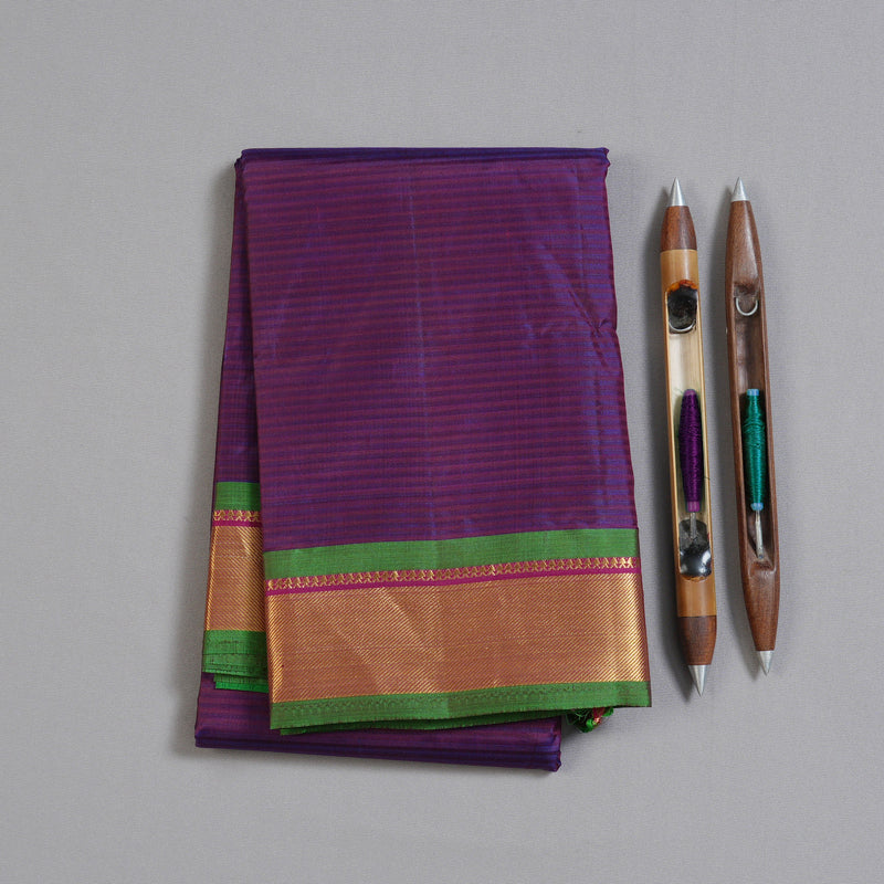 Hayagrivas Purple Handloom Kanjivaram Silk Saree with Dark Pink Border-KBD1680A3-10
