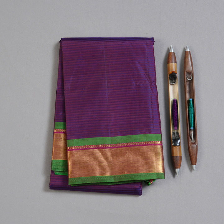 Hayagrivas Purple Handloom Kanjivaram Silk Saree with Dark Pink Border-KBD1680A3-10
