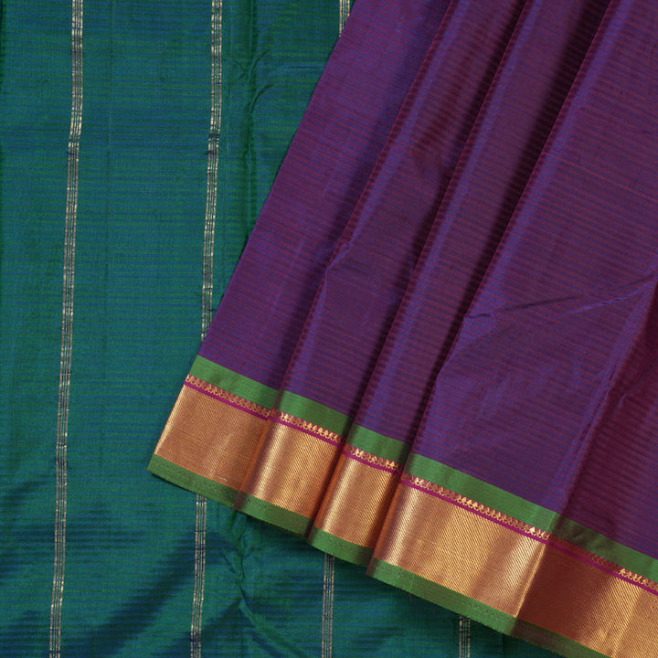 Hayagrivas Purple Handloom Kanjivaram Silk Saree with Dark Pink Border-KBD1680A3-10