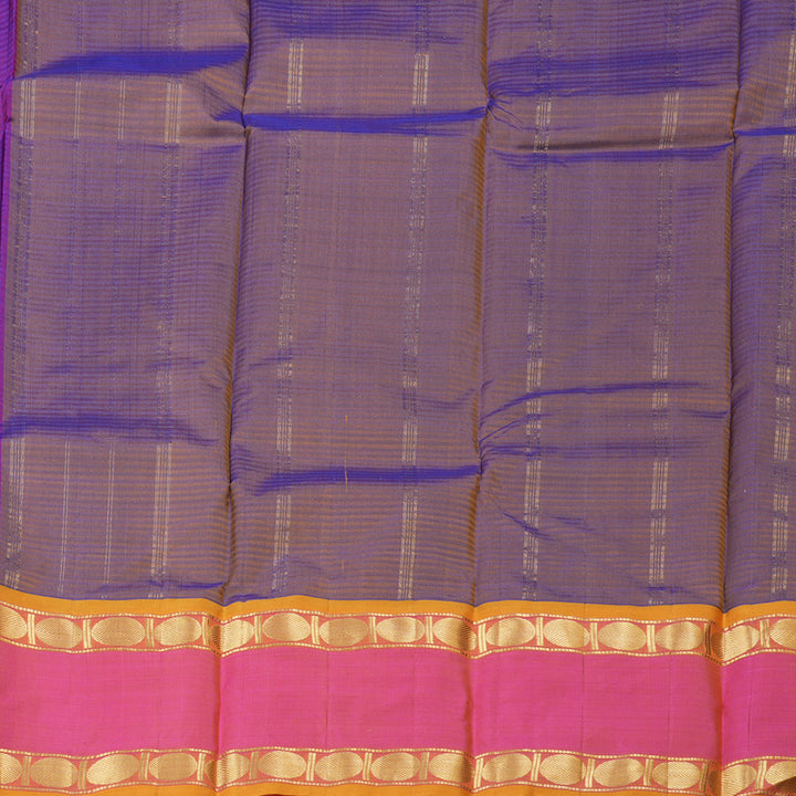 Hayagrivas Royal Purple Handloom Kanjivaram Silk Saree with Pink Border KBD1680A3-49