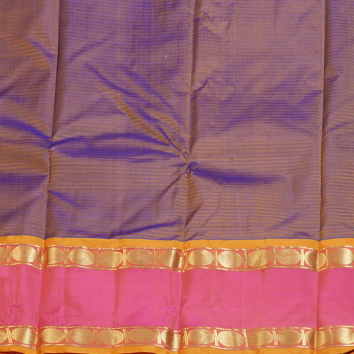 Hayagrivas Purple Handloom Kanjivaram Silk Saree with Pink Border-KBD1680A3-53