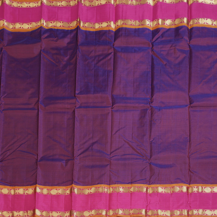 Hayagrivas Purple Handloom Kanjivaram Silk Saree with Pink Border-KBD1680A3-53