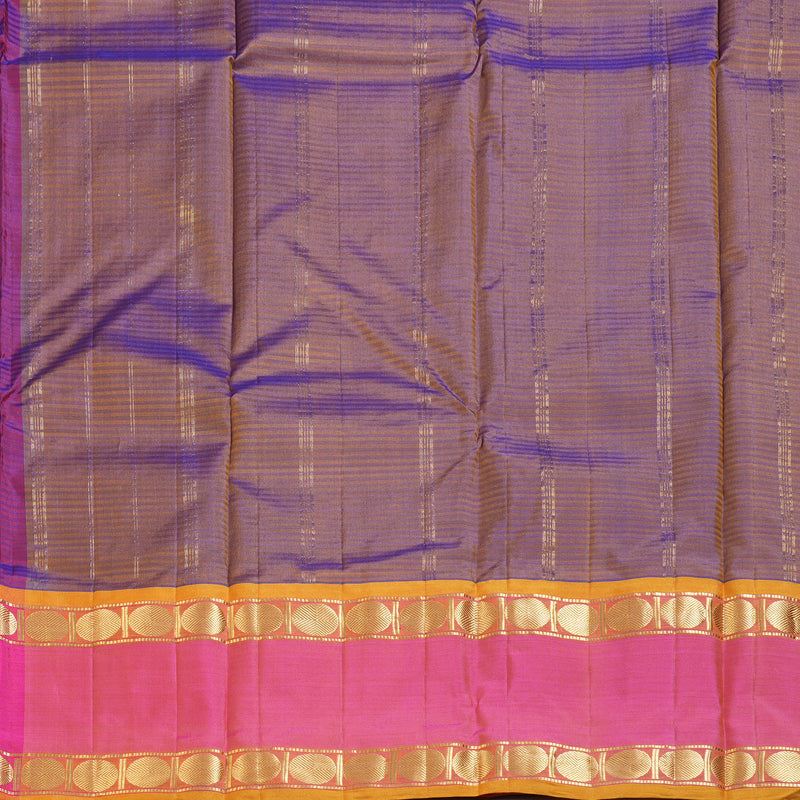 Hayagrivas Purple Handloom Kanjivaram Silk Saree with Pink Border-KBD1680A3-53