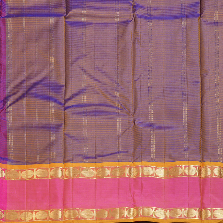 Hayagrivas Purple Handloom Kanjivaram Silk Saree with Pink Border-KBD1680A3-53