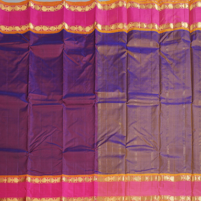 Hayagrivas Purple Handloom Kanjivaram Silk Saree with Pink Border-KBD1680A3-53