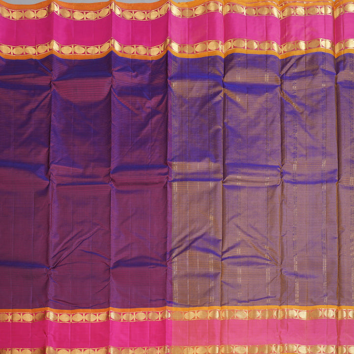 Hayagrivas Purple Handloom Kanjivaram Silk Saree with Pink Border-KBD1680A3-53