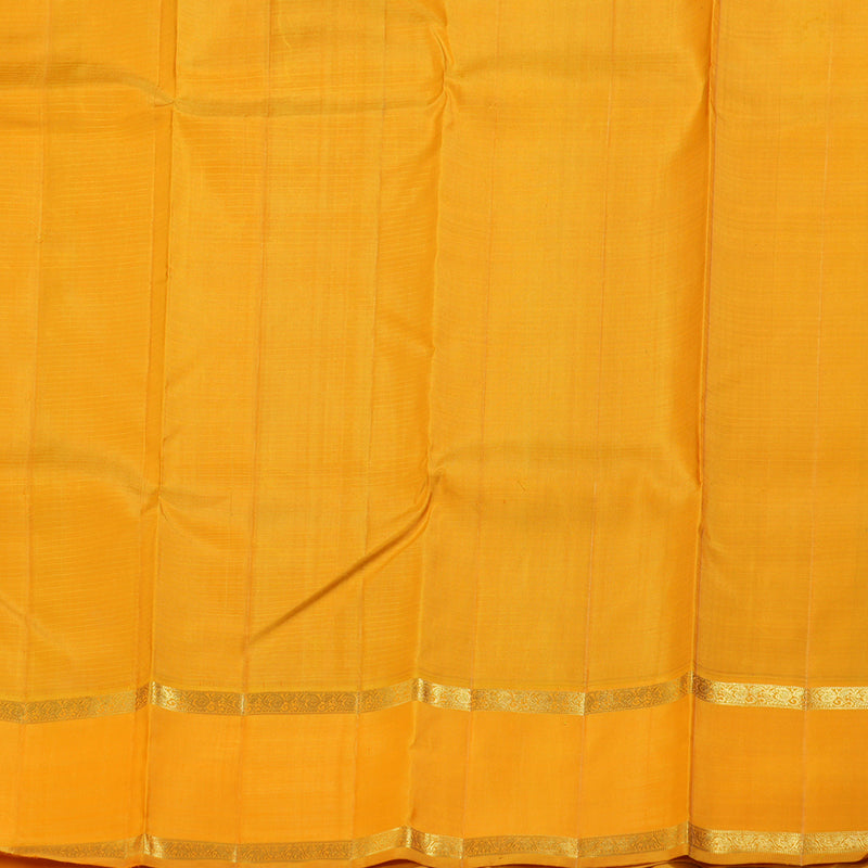 Hayagrivas Striking Peacock Blue Handloom Kanjivaram Silk Saree with Mango Yellow Border KBD1689A1-1