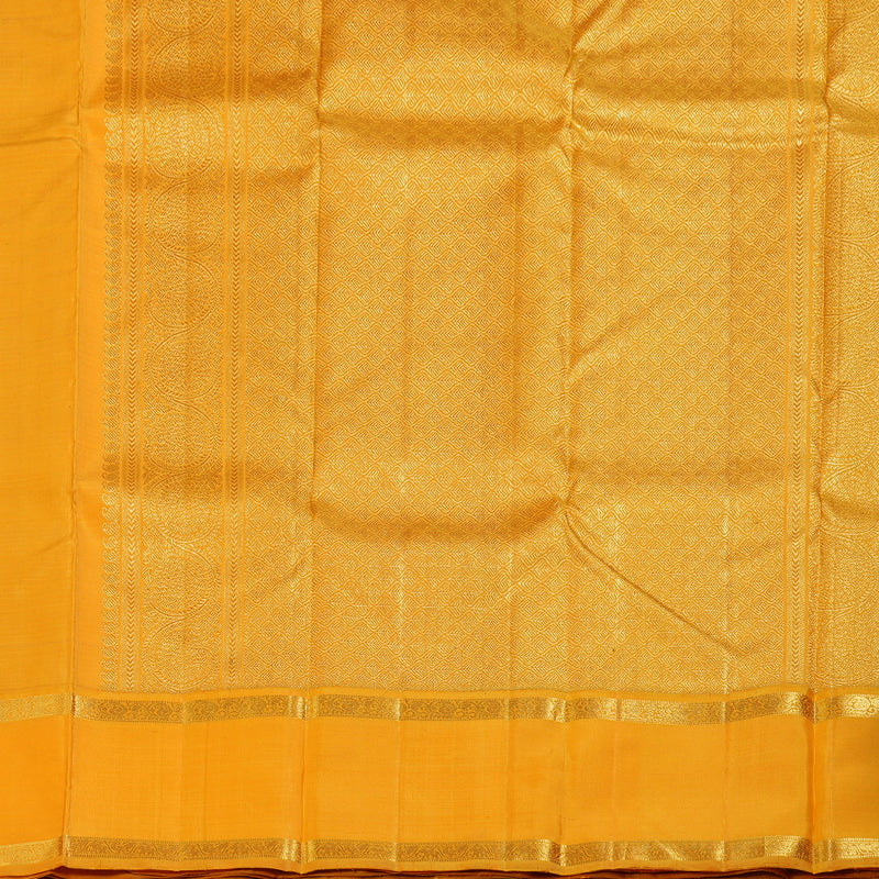 Hayagrivas Striking Peacock Blue Handloom Kanjivaram Silk Saree with Mango Yellow Border KBD1689A1-1