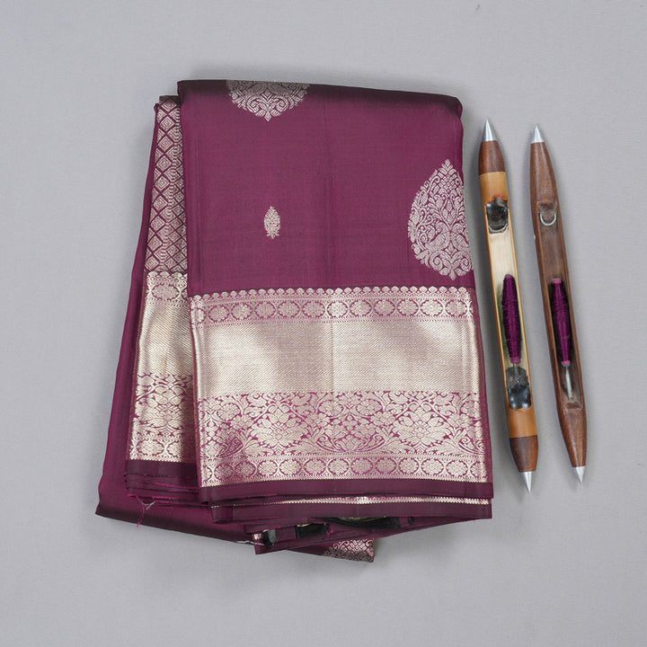 Hayagrivas Dark Purple Handloom Kanjivaram Silk Saree KBD1690A1-1