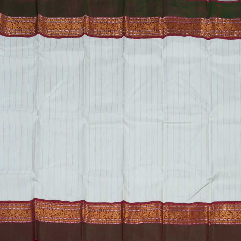 Hayagrivas White Handloom Kanjivaram Silk Saree with Mandhalir Border KBD1691A17-1