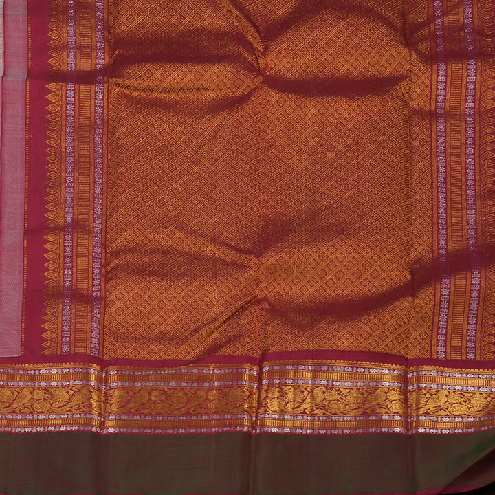 Hayagrivas White Handloom Kanjivaram Silk Saree with Mandhalir Border KBD1691A17-1