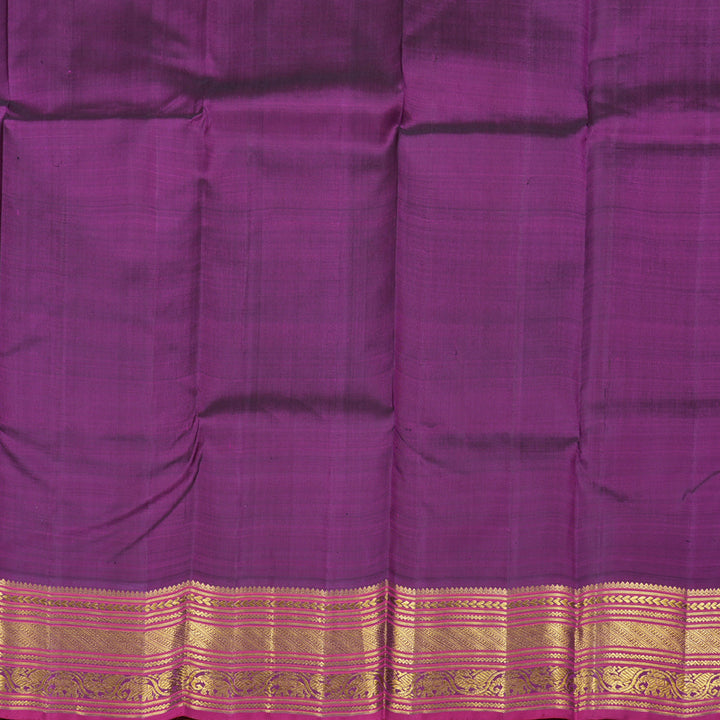 Hayagrivas Orangish Pink Handloom Kanjivaram Silk Saree with Dark Purple Border KBD1691A22-1