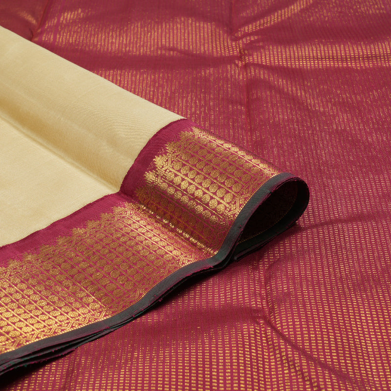 Hayagrivas Sandal Handloom Kanjivaram Silk Saree with Maroon Border KBD1691A9-1