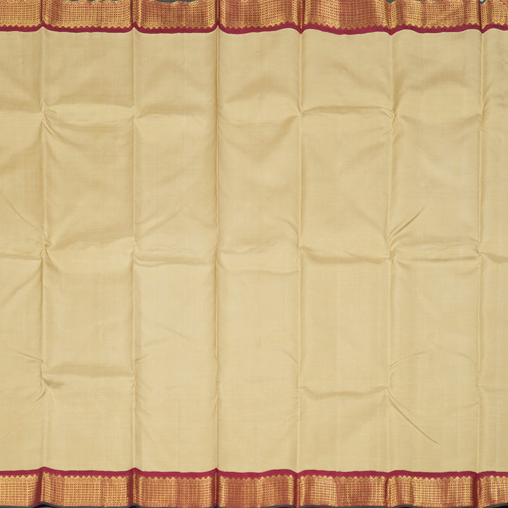 Hayagrivas Sandal Handloom Kanjivaram Silk Saree with Maroon Border KBD1691A9-1