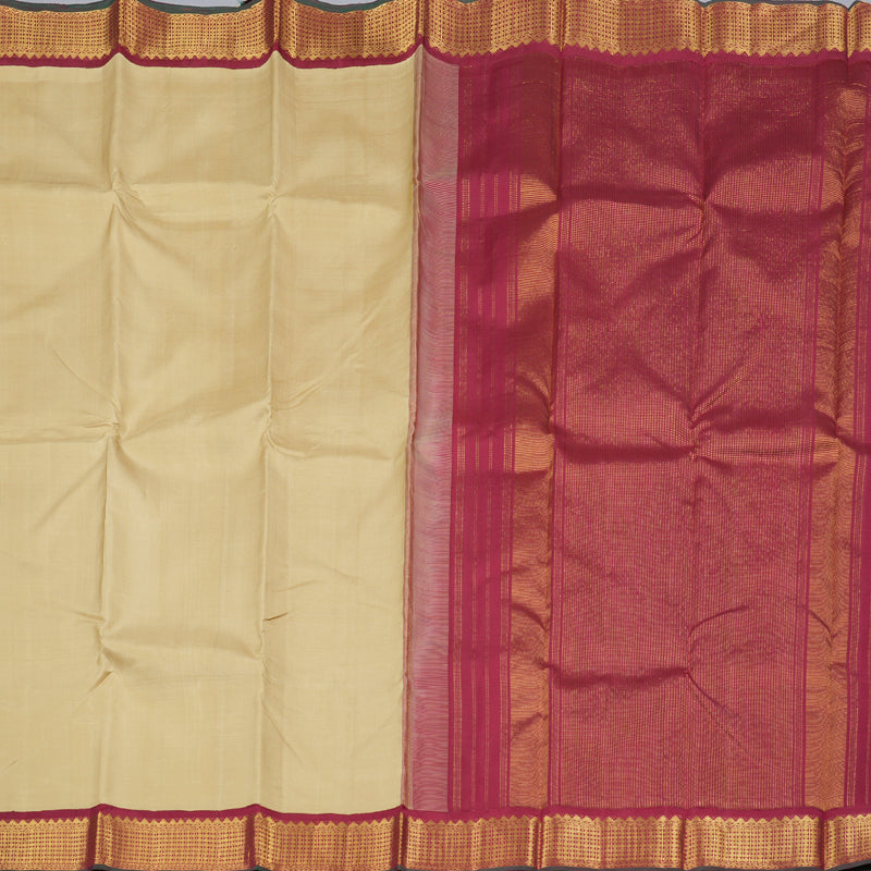 Hayagrivas Sandal Handloom Kanjivaram Silk Saree with Maroon Border KBD1691A9-1