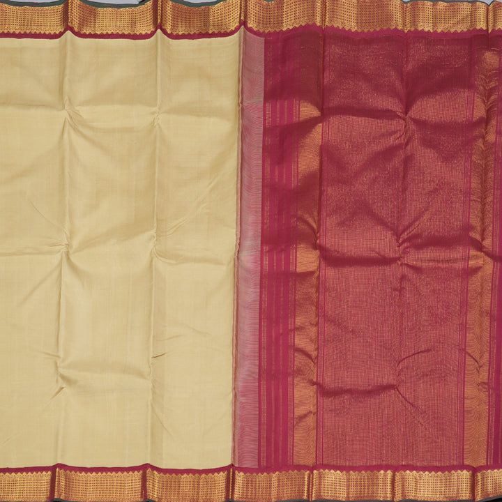 Hayagrivas Sandal Handloom Kanjivaram Silk Saree with Maroon Border KBD1691A9-1
