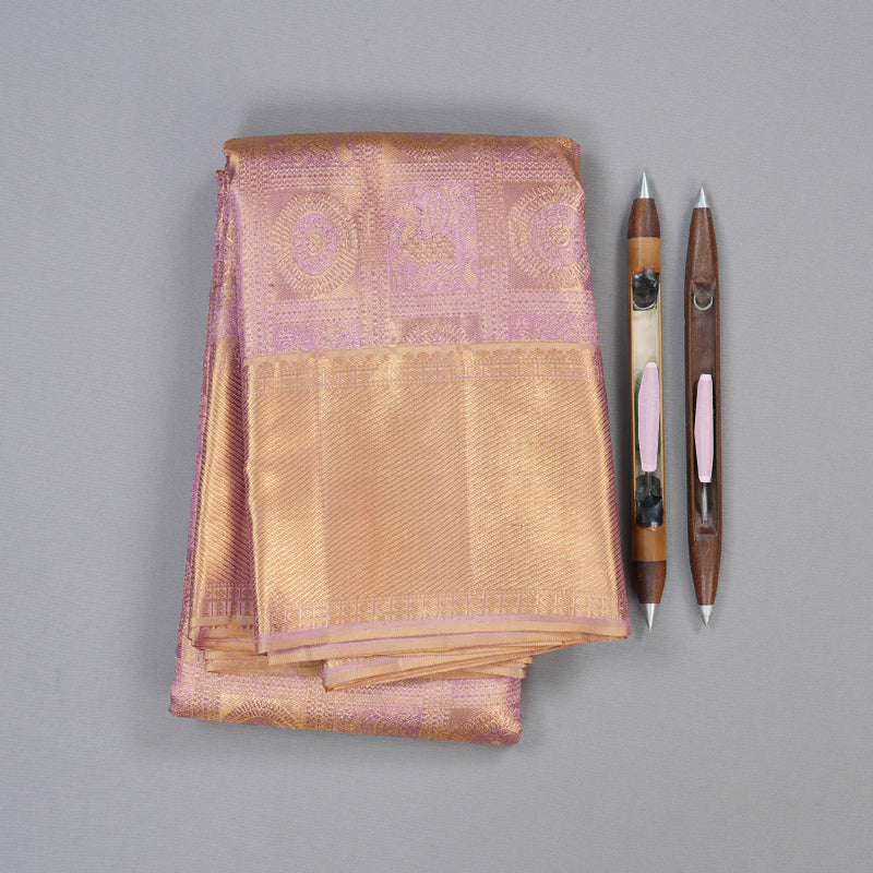 Hayagrivas Handloom Kanjivaram Silk Saree in Ethereal Lilac KBD1692A1-4