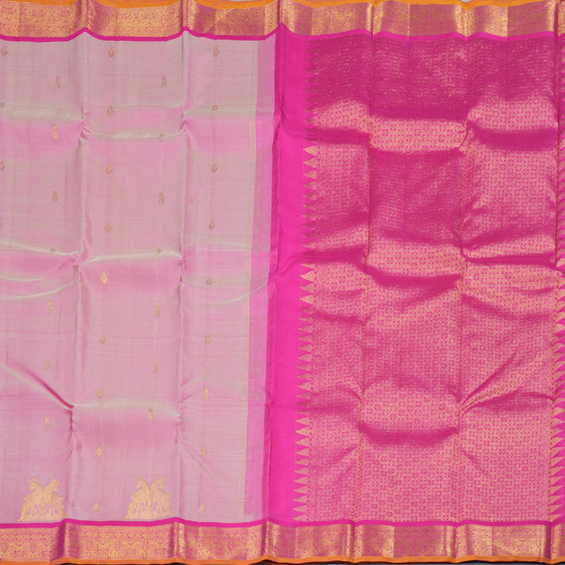 Hayagrivas Baby Pink Handloom Kanjivaram Silk Saree with Pink Border KBD1692A6-1