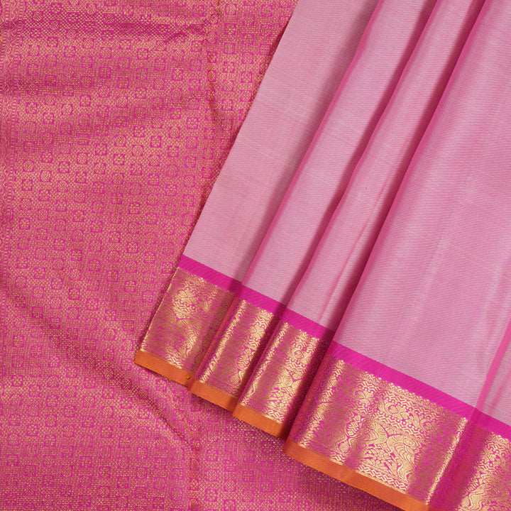 Hayagrivas Baby Pink Handloom Kanjivaram Silk Saree with Pink Border KBD1692A6-1