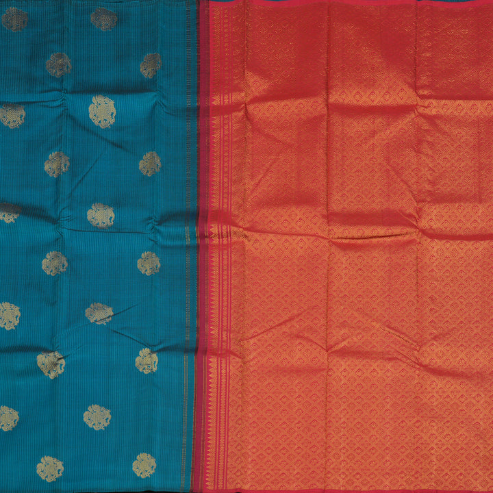 Hayagrivas Handloom Peacock Blue Kanjivaram Silk Saree KBD1694A3-6