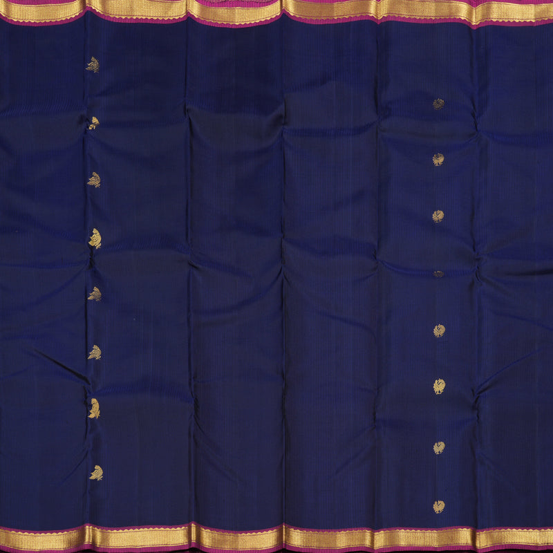 Hayagrivas Dark Blue Handloom Kanjivaram Silk Saree with Purple Border KBD1694A3-8