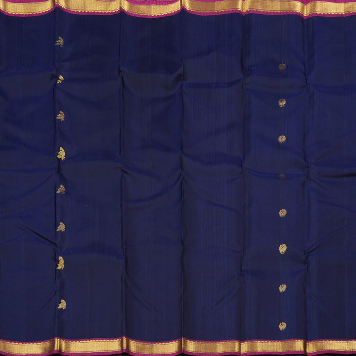 Hayagrivas Dark Blue Handloom Kanjivaram Silk Saree with Purple Border KBD1694A3-8