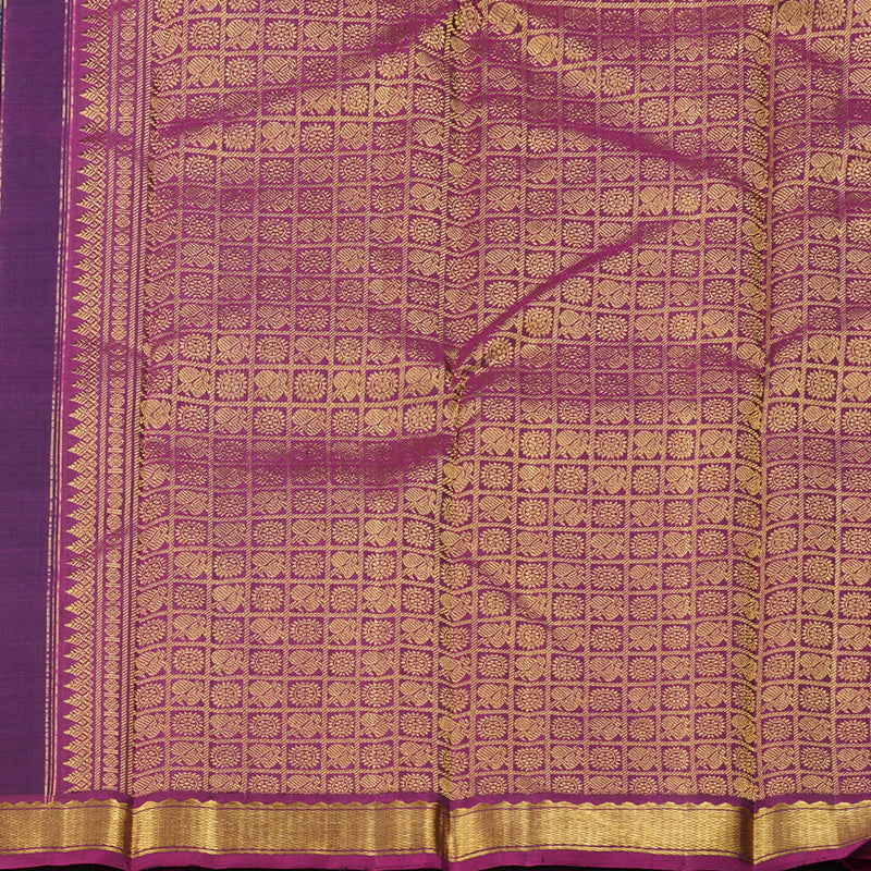 Hayagrivas Dark Blue Handloom Kanjivaram Silk Saree with Purple Border KBD1694A3-8