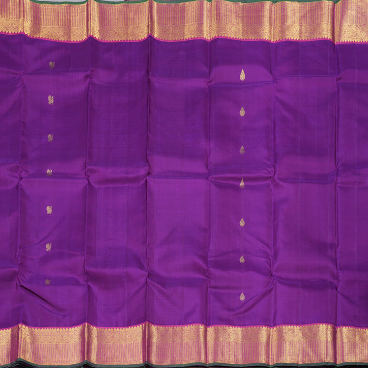 Hayagrivas Purplish Blue Handloom Kanjivaram Silk Saree with Dark Pink Border KBD1694A5-1