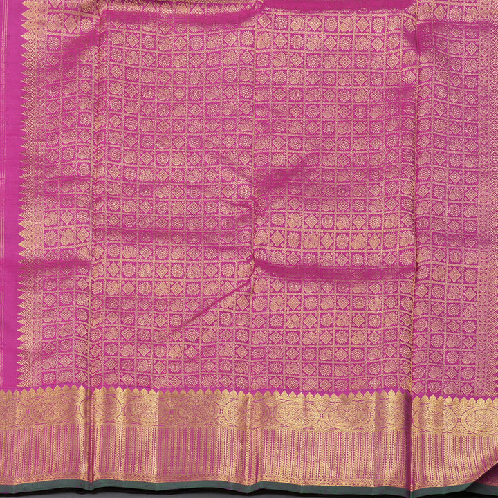 Hayagrivas Purplish Blue Handloom Kanjivaram Silk Saree with Dark Pink Border KBD1694A5-1