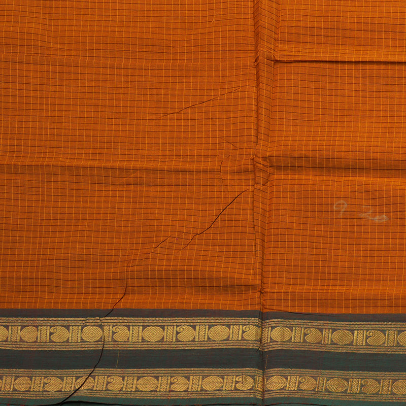 Hayagrivas Dark Orange Handloom Ten Yards Cotton Saree KBD1699A23-7