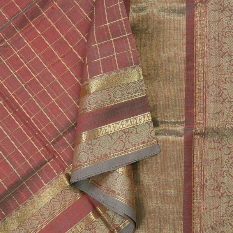 Hayagrivas Handloom  silk cotton saree in delicate Onion pink KBD1700A10-17
