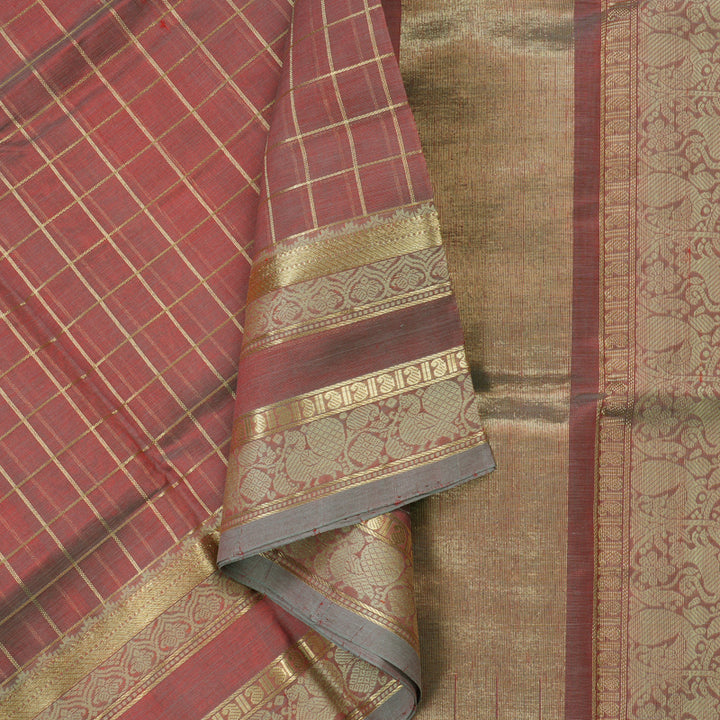 Hayagrivas Handloom  silk cotton saree in delicate Onion pink KBD1700A10-17