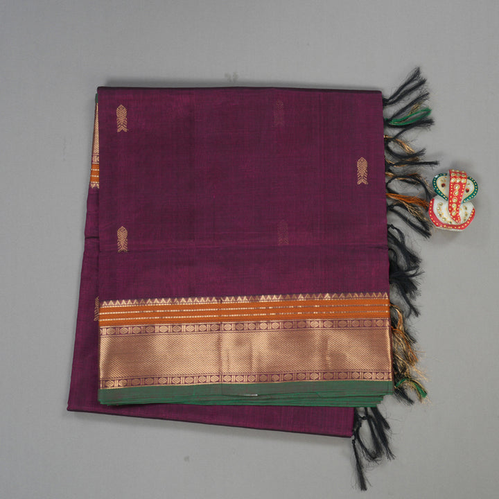 Hayagrivas Handloom  silk cotton saree in Dark purple KBD1700A8-11