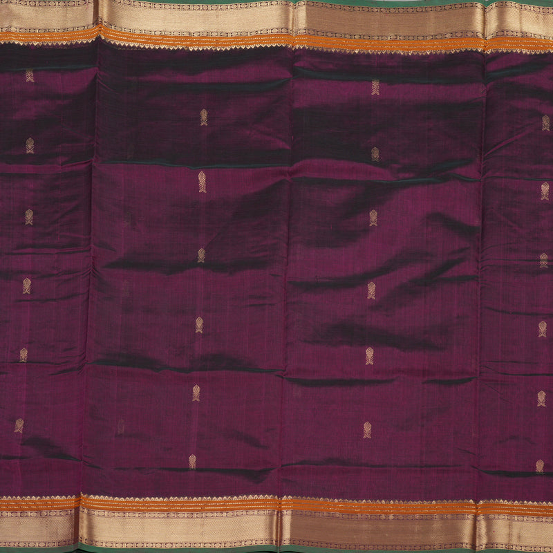 Hayagrivas Handloom  silk cotton saree in Dark purple KBD1700A8-11