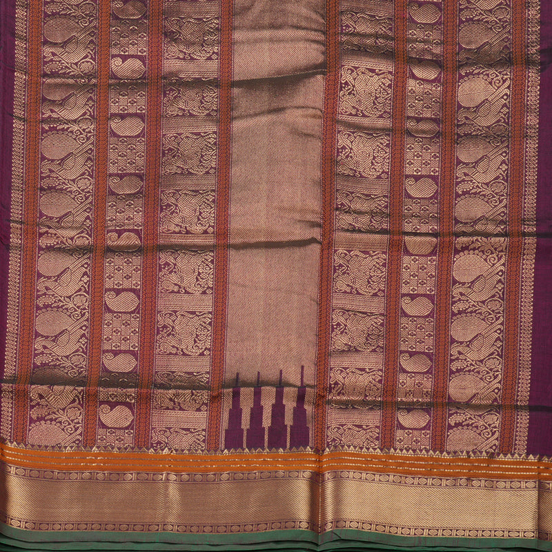 Hayagrivas Handloom  silk cotton saree in Dark purple KBD1700A8-11