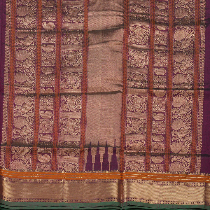 Hayagrivas Handloom  silk cotton saree in Dark purple KBD1700A8-11