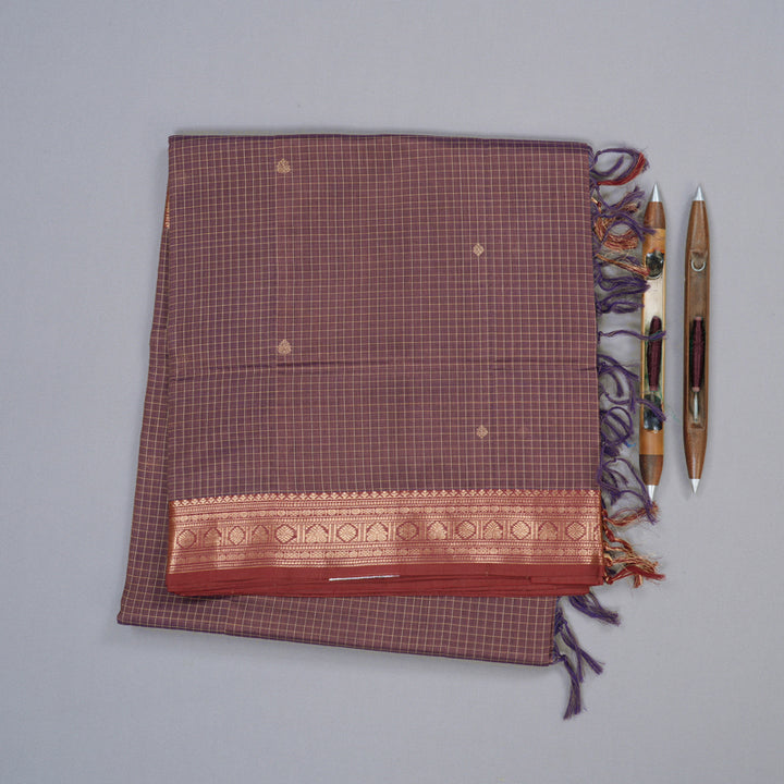 Hayagrivas Handloom Silk Cotton Saree In Opulent Rosewood Pink KBD1700A8-3