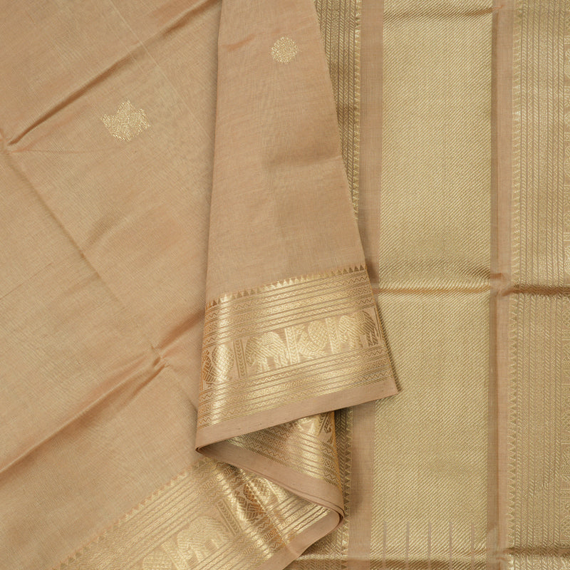 Hayagrivas Handloom silk cotton saree in soothing Sandal KBD1700A9-4