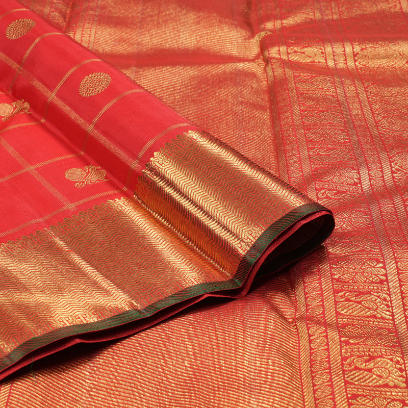 Hayagrivas Red Handloom Kanjivaram Silk Saree with KBD1705A2-1