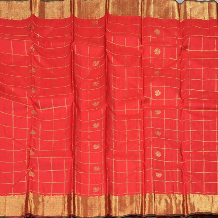 Hayagrivas Red Handloom Kanjivaram Silk Saree with KBD1705A2-1