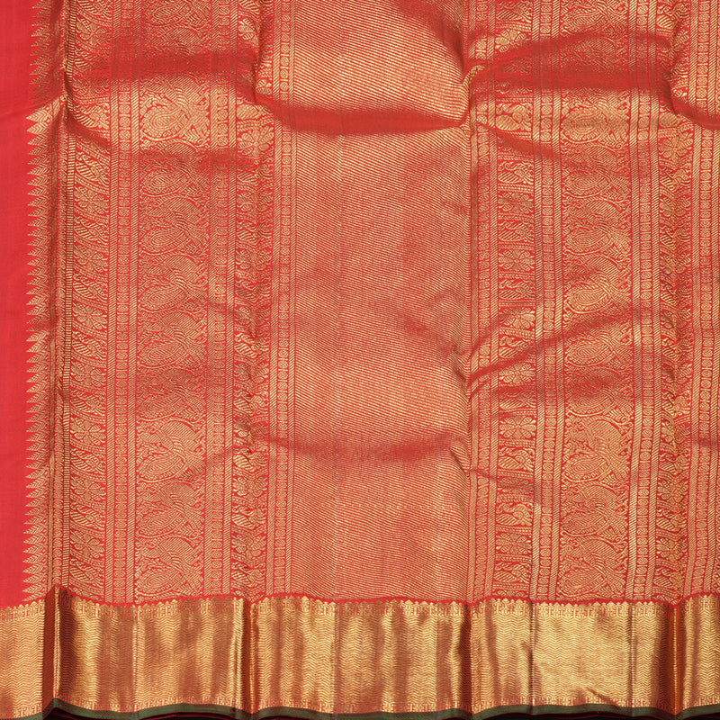 Hayagrivas Red Handloom Kanjivaram Silk Saree with KBD1705A2-1