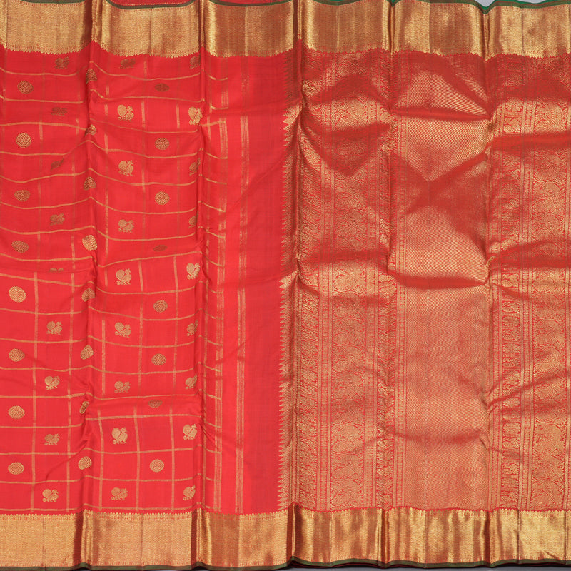 Hayagrivas Red Handloom Kanjivaram Silk Saree with KBD1705A2-1